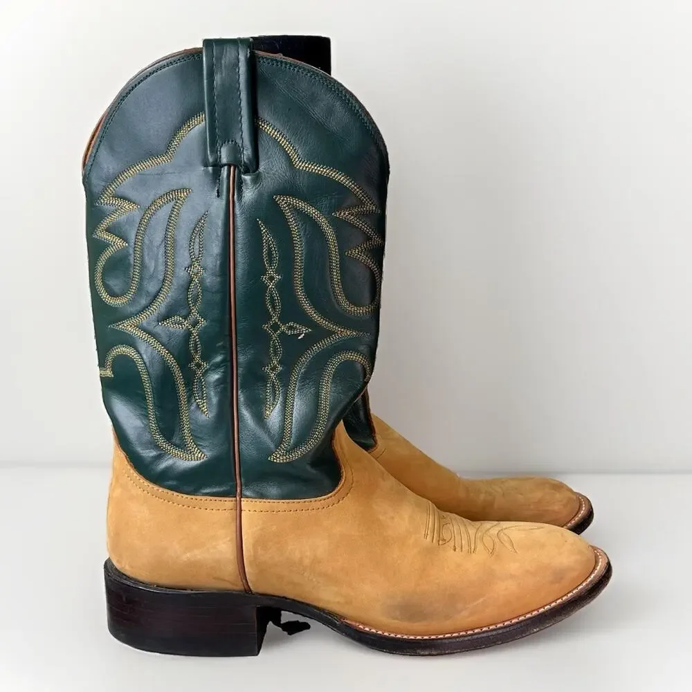 Nocona Handcrafted Western Cowboy Boots Mens Size 8.5 D Brown Tan